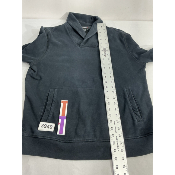 Mens Untuckit Sweatshirt Medium Black Shawl Neck Collar Pullover - Picture 7 of 9